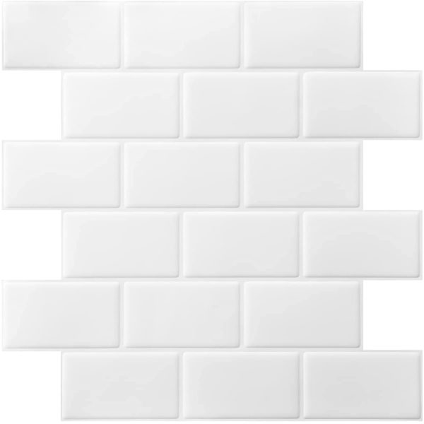 white subway tile peel and stick backsplash